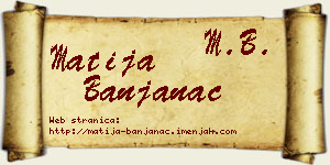Matija Banjanac vizit kartica